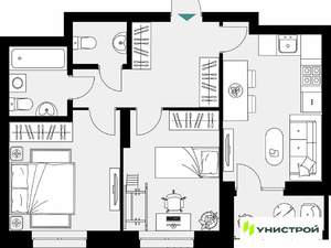 2-к квартира, вторичка, 56м2, 10/17 этаж