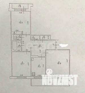 3-к квартира, вторичка, 66м2, 6/9 этаж