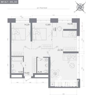 3-к квартира, строящийся дом, 85м2, 11/23 этаж