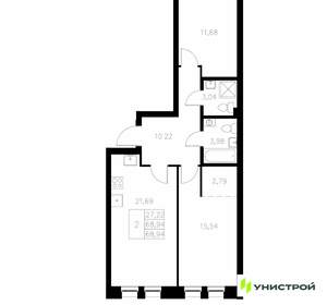 2-к квартира, вторичка, 69м2, 3/7 этаж