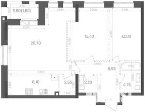 2-к квартира, вторичка, 84м2, 7/24 этаж