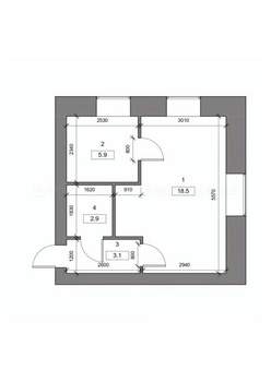 1-к квартира, вторичка, 30м2, 5/5 этаж