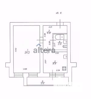 1-к квартира, вторичка, 48м2, 2/9 этаж
