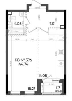 1-к квартира, вторичка, 45м2, 10/23 этаж