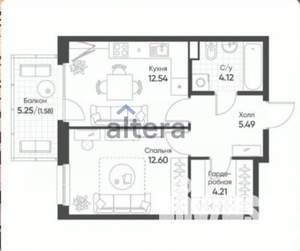 1-к квартира, вторичка, 44м2, 3/8 этаж