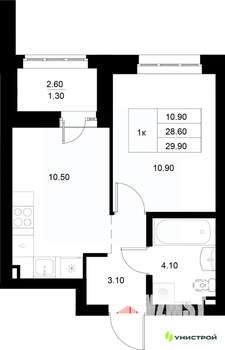 1-к квартира, вторичка, 30м2, 8/22 этаж