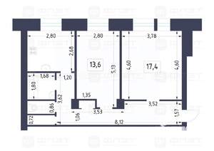 2-к квартира, вторичка, 57м2, 2/4 этаж