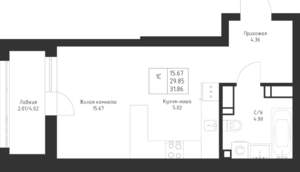 Студия квартира, вторичка, 32м2, 2/23 этаж