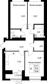 3-к квартира, вторичка, 77м2, 3/10 этаж