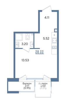 Студия квартира, вторичка, 28м2, 9/13 этаж