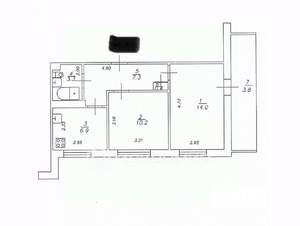 2-к квартира, вторичка, 42м2, 1/9 этаж