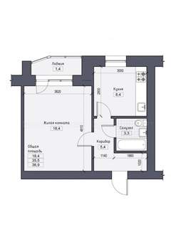 1-к квартира, вторичка, 37м2, 4/5 этаж