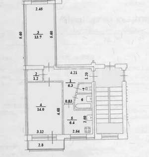 2-к квартира, вторичка, 43м2, 5/5 этаж