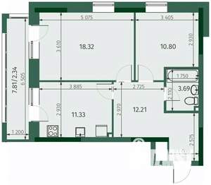 2-к квартира, вторичка, 59м2, 21/25 этаж