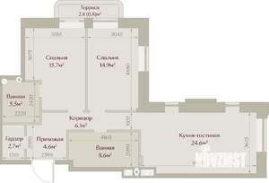 3-к квартира, вторичка, 83м2, 3/8 этаж