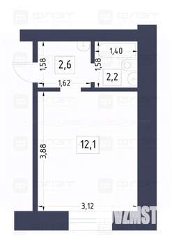 Студия квартира, вторичка, 17м2, 6/9 этаж