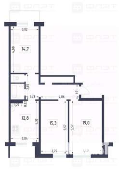 3-к квартира, вторичка, 80м2, 9/10 этаж