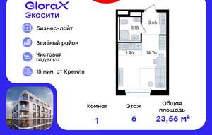 Студия квартира, вторичка, 24м2, 6/8 этаж