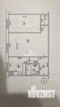 2-к квартира, вторичка, 46м2, 1/5 этаж