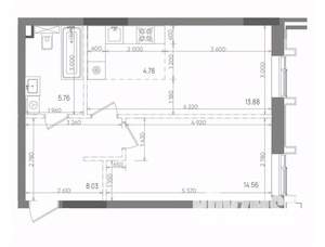 2-к квартира, вторичка, 47м2, 6/22 этаж