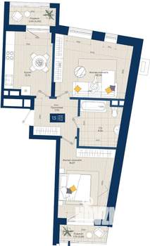 2-к квартира, вторичка, 73м2, 5/9 этаж