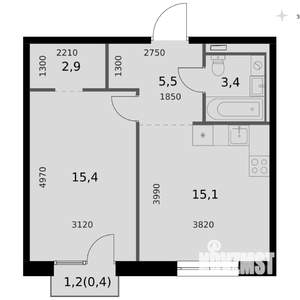 1-к квартира, вторичка, 43м2, 5/14 этаж