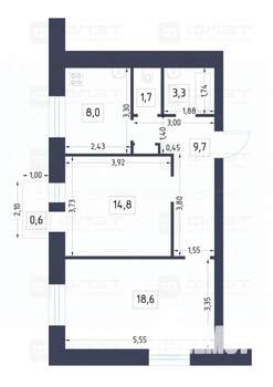 2-к квартира, вторичка, 57м2, 4/5 этаж