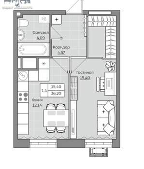 1-к квартира, вторичка, 38м2, 16/25 этаж