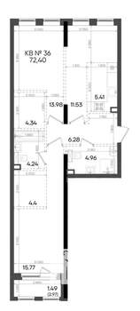 3-к квартира, вторичка, 72м2, 2/9 этаж