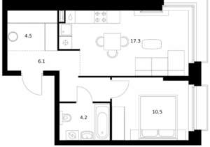 1-к квартира, вторичка, 43м2, 2/14 этаж