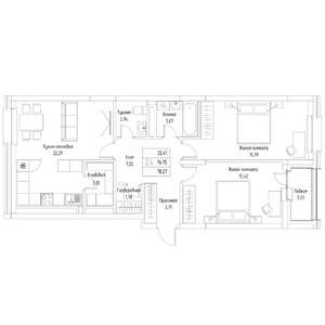 2-к квартира, вторичка, 78м2, 3/9 этаж