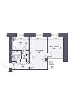 2-к квартира, вторичка, 38м2, 2/2 этаж