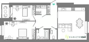 2-к квартира, вторичка, 76м2, 2/10 этаж