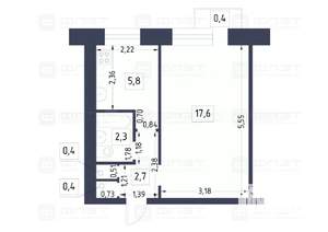 1-к квартира, вторичка, 30м2, 2/5 этаж