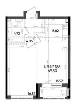 2-к квартира, вторичка, 50м2, 9/23 этаж