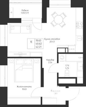 1-к квартира, вторичка, 42м2, 13/23 этаж