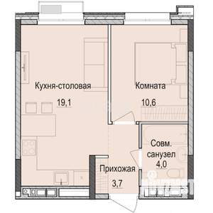 1-к квартира, строящийся дом, 37м2, 9/18 этаж