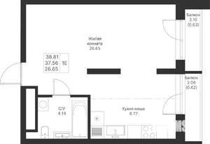 1-к квартира, вторичка, 39м2, 8/24 этаж