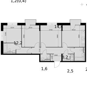 3-к квартира, вторичка, 79м2, 4/14 этаж