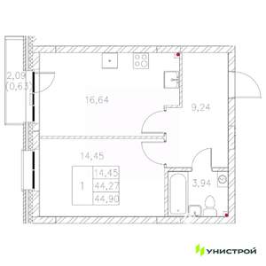 1-к квартира, вторичка, 45м2, 6/8 этаж