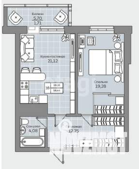 2-к квартира, вторичка, 57м2, 14/22 этаж