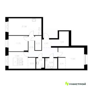 3-к квартира, вторичка, 106м2, 2/8 этаж