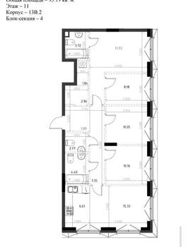 3-к квартира, вторичка, 95м2, 11/15 этаж