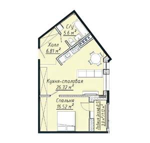 2-к квартира, строящийся дом, 57м2, 3/7 этаж