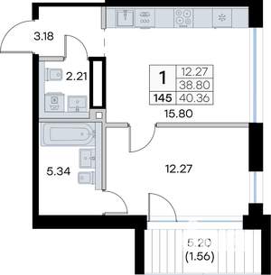 1-к квартира, вторичка, 40м2, 5/8 этаж
