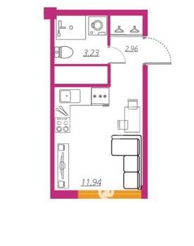 Студия квартира, вторичка, 18м2, 8/9 этаж