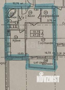 1-к квартира, вторичка, 48м2, 6/22 этаж
