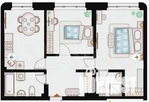 2-к квартира, вторичка, 60м2, 3/12 этаж