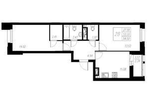2-к квартира, вторичка, 55м2, 5/13 этаж