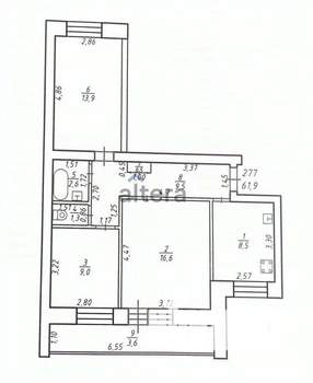 3-к квартира, вторичка, 66м2, 5/9 этаж